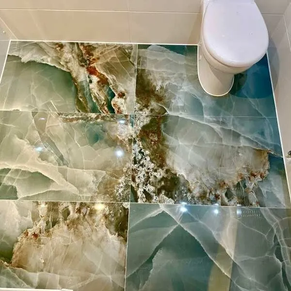Onyx Marble Effect Turquoise Green Polished Porcelain Wall and Floor Tile