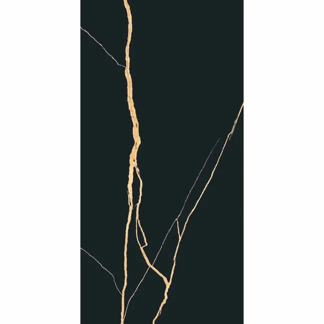 Da Vinci Golden Black Marble Effect Semi Polished Porcelain Tile