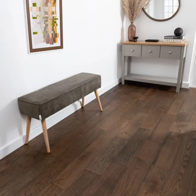 Delamere Dark Smoked Brushed Oak Engineered Wood Flooring 13x150mm Oiled