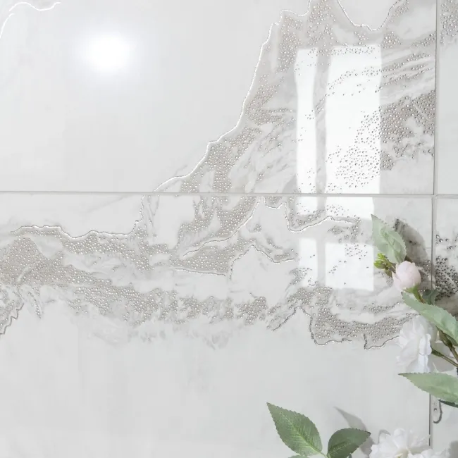 Fenndi Silver Marble Effect Polished Porcelain Tile
