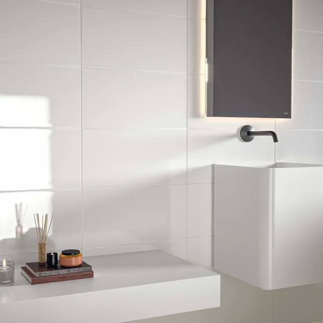 Flat White Gloss Ceramic Wall Tile 250x500