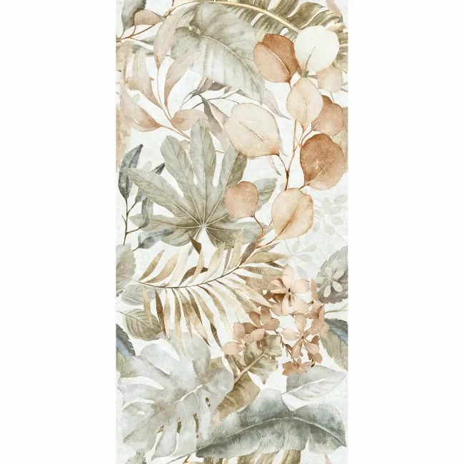 Lifefull Beige Floral Decor Matt Porcelain Wall Tile