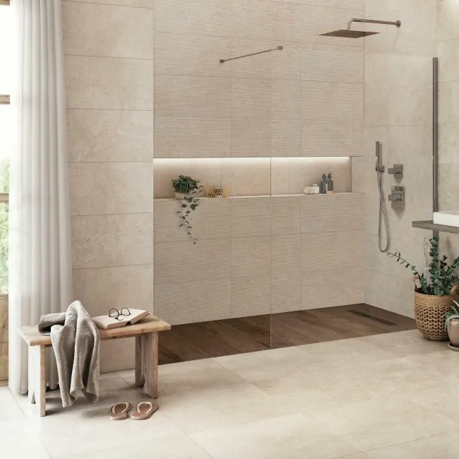 Roca Limestone Effect Decor Ivory Matt Ceramic Wall Tile