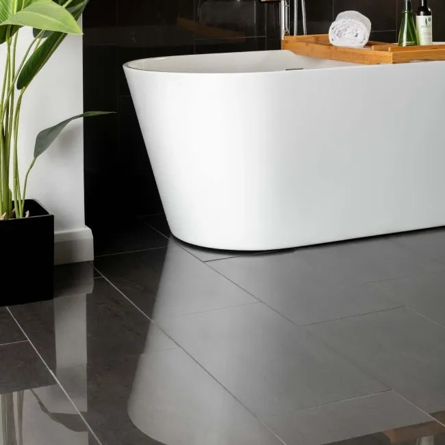 Lounge Black Polished Porcelain Wall and Floor Tile