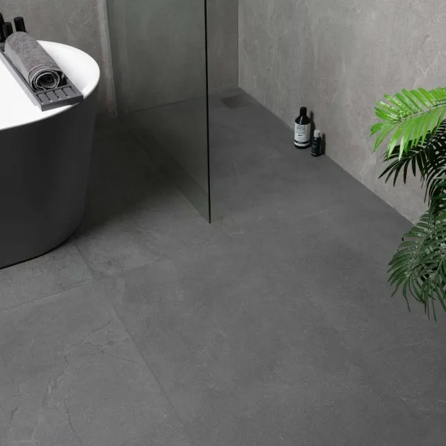 Lucca Anthracite Anti Slip Matt Stone Effect Porcelain Wall and Floor Tile