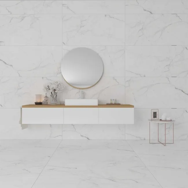 Carrera White Marble Effect Rectified Matt Porcelain Wall and Floor Tile