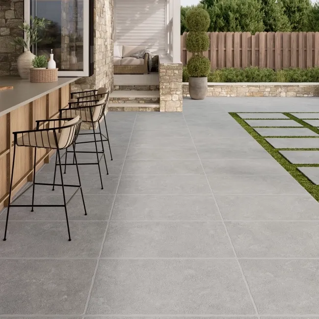 Mineral Grey Rustic Edge Stone Effect Porcelain Outdoor Slab