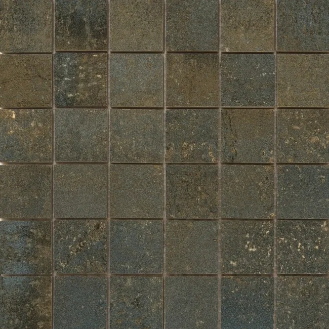 Metal Rust Rectified Porcelain Mosaic