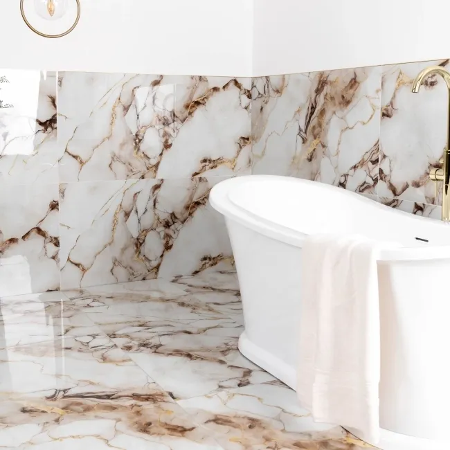 Napoli Bronze White Marble Effect Polished Porcelain Tile