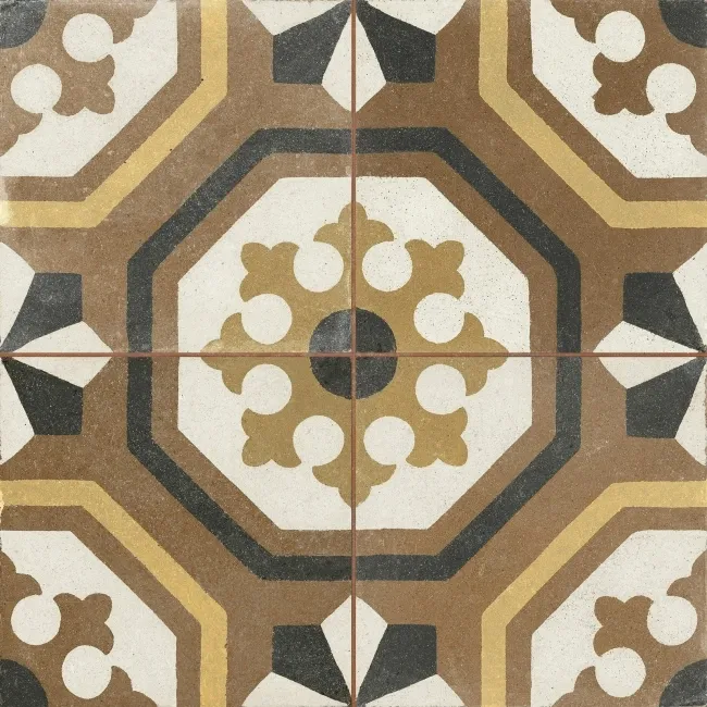 Osborne Marron Victorian Patterned  Matt Ceramic Floor Tile