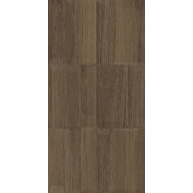 Nogal Block Decor Dark Brown Wood Effect Matt Ceramic Wall Tile
