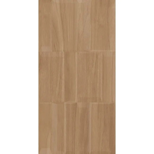 Nogal Block Decor Brown Wood Effect Matt Ceramic Wall Tile