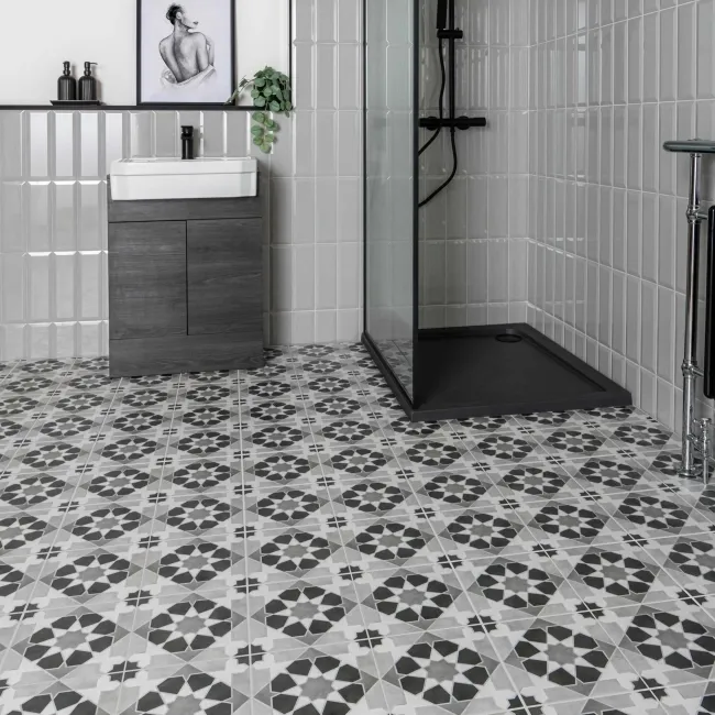 Rabat Black Pattern Matt Ceramic Floor Tile