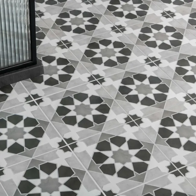 Rabat Black Pattern Matt Ceramic Floor Tile