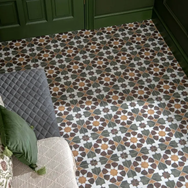 Rabat Green Pattern Matt Ceramic Floor Tile