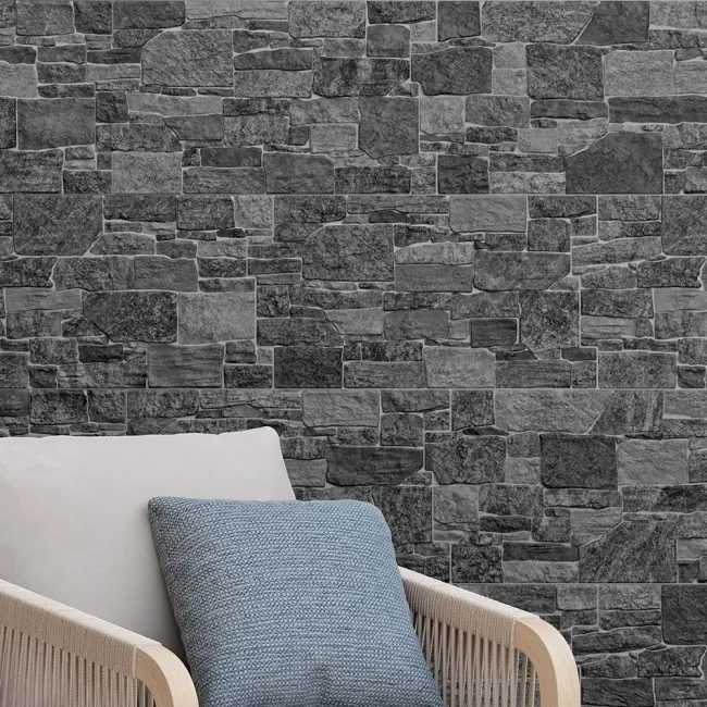 Stones Anthracite Dry Wall Effect Porcelain Wall Cladding Tile