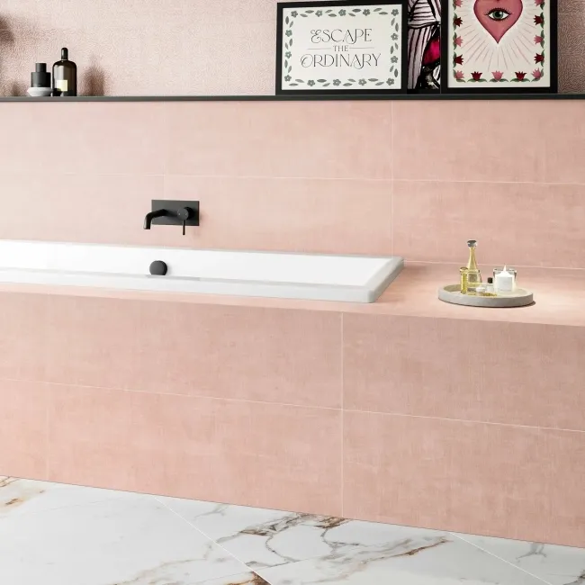 Tapiz Pink Matt Hessian Effect Ceramic Wall Tile
