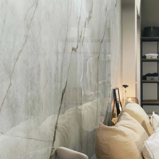 The Room Grey Marble Effect Polished Porcelain Wall and Floor Tile
