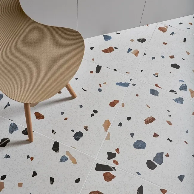 Trend White Terrazzo Multicolour Wall and Floor Tile