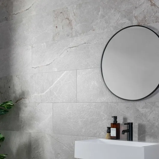 Tuscan Light Grey Stone Effect Matt Ceramic Wall Tile
