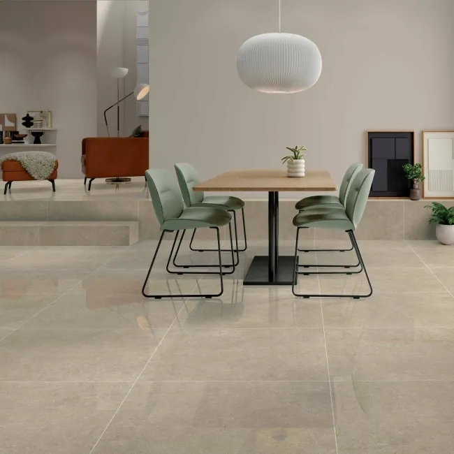 Ulisse Natural Beige Concrete Effect Large Polished Porcelain Tile
