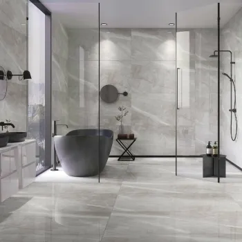 Alessia Light Grey Marble Effect Polished Porcelain Wall and Floor Tile