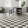 Marble Chess Effect Black & Golden White Matt Porcelain Tile