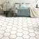 Fusion White Marble Effect & Oak Border Hexagon Tile