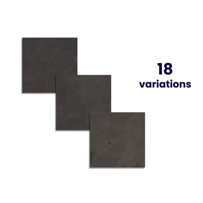 Mustang Black Slate Effect Matt Porcelain Floor Tile