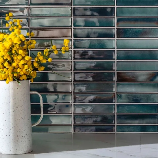 Alba Blue Kit Kat Effect Gloss Ceramic Wall Tile