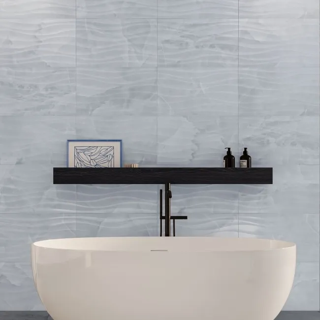 Garner Blue Decor Onyx Marble Effect Gloss Ceramic Wall Tile
