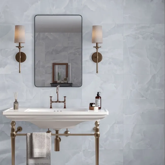 Garner Blue Onyx Marble Effect Gloss Ceramic Wall Tile