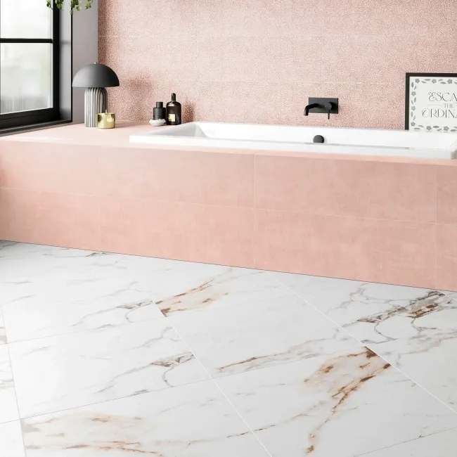 Barnaby White Marble Effect Matt Porcelain Floor Tile