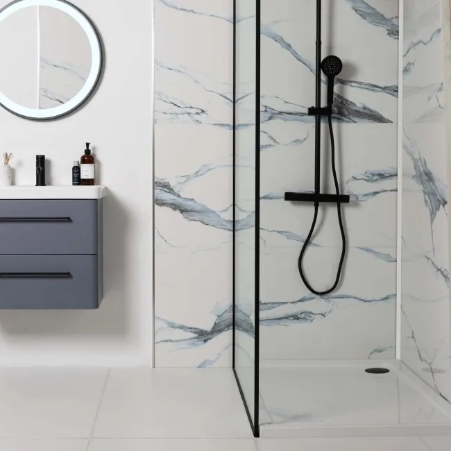 Calacatta Blue Marble Effect Polished Porcelain Wall and Floor Tile