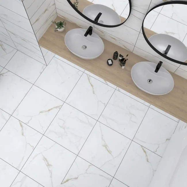 Carrera Gold Marble Effect Rectified Matt Porcelain Floor Tile