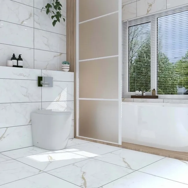 Carrera Gold Marble Effect Rectified Polished Porcelain Wall & Floor Tile