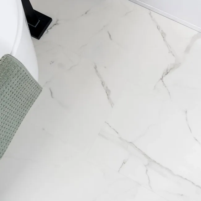 Crystal White Marble Tile Luxury Click Vinyl Flooring 6mm