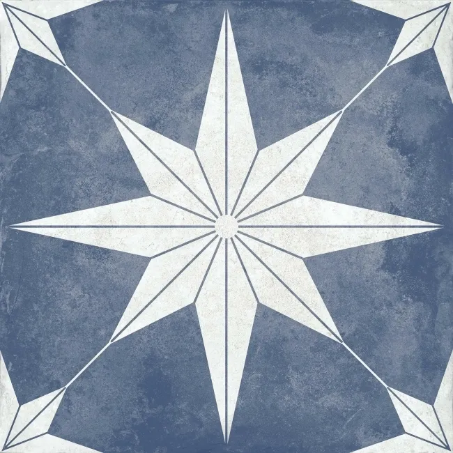 Supernova Star Blue Patterned Matt Vitrified Ceramic Floor Tile