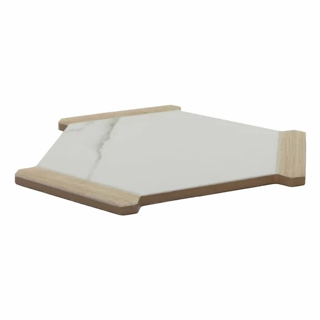 Fusion White Marble Effect & Oak Border Hexagon Tile