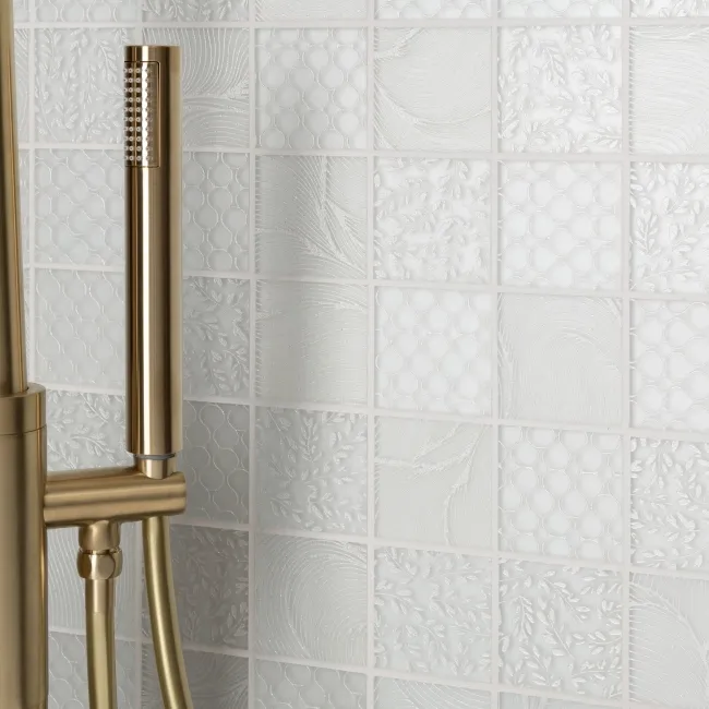Hampton White Patterned Matt Glass Mosaic