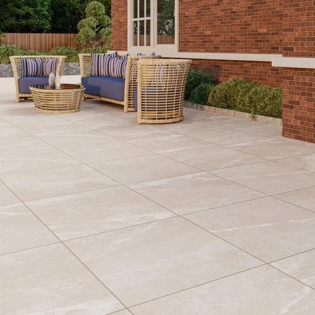 Kansas Beige Marble Effect Matt Porcelain Outdoor Slab Tile