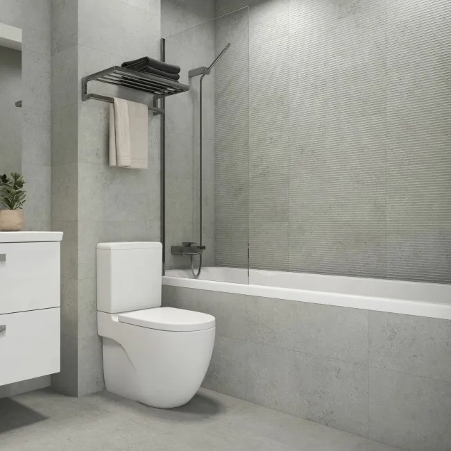 Roca Limestone Effect Decor Grey Matt Ceramic Wall Tile