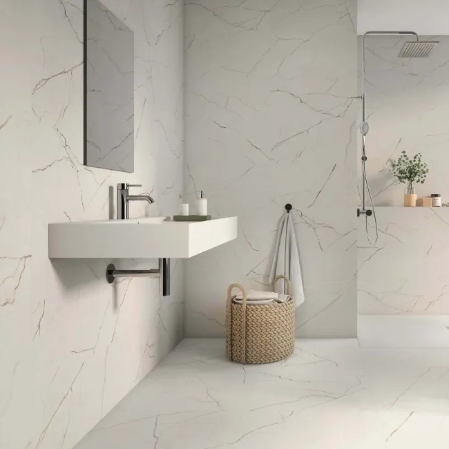 Roca Lincoln White Marble Effect Matt Porcelain Wall & Floor Tile