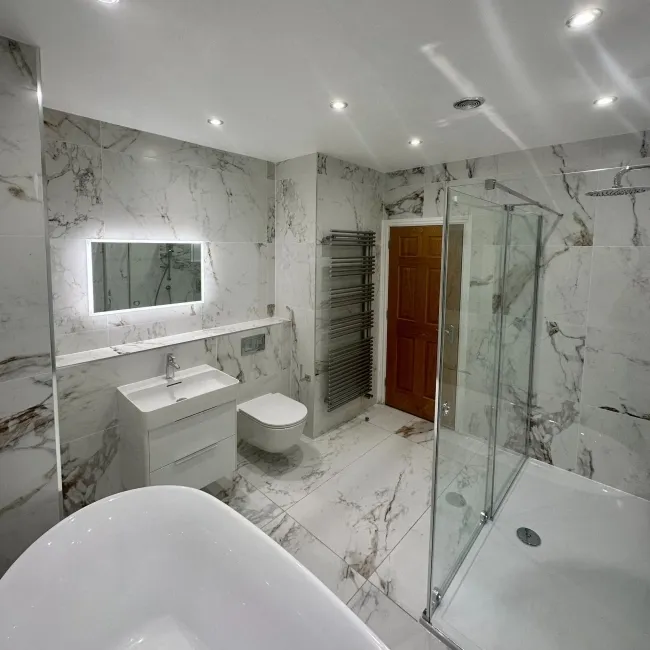 Barnaby White Marble Effect Matt Porcelain Floor Tile