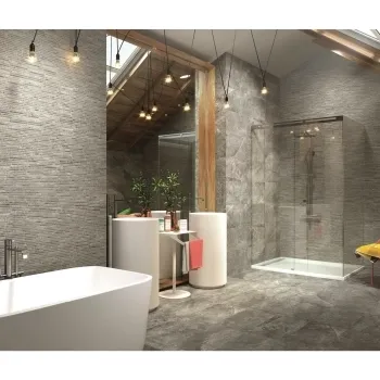 Coda Grey Wall And Floor Tiles 310x560 Bathroom Roomset