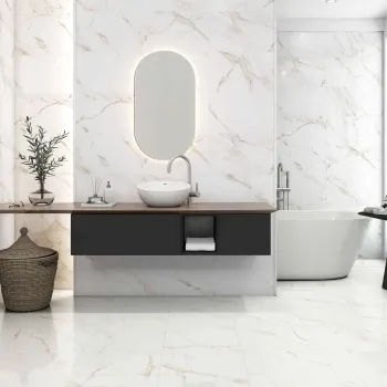 Carrara Gold Marble Effect Gloss Ceramic Wall Tile
