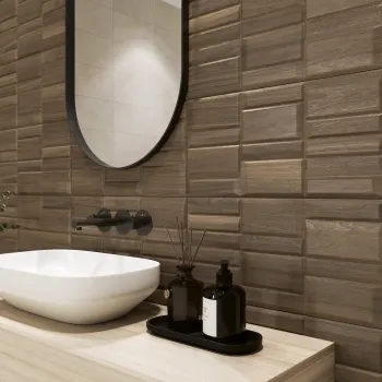 Nogal Block Decor Dark Brown Wood Effect Matt Ceramic Wall Tile