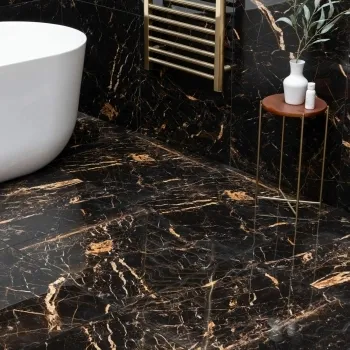 Sky Golden Black Marble Effect Polished Porcelain Floor Tile