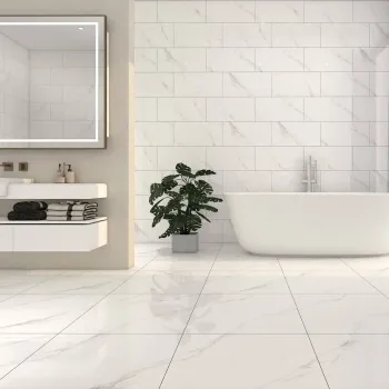 Alaskan Calacatta White Marble Effect Polished Porcelain Floor Tile