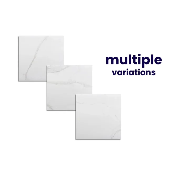 Carrara White Gloss Marble Effect Rectified Vitrified Ceramic Floor Tile